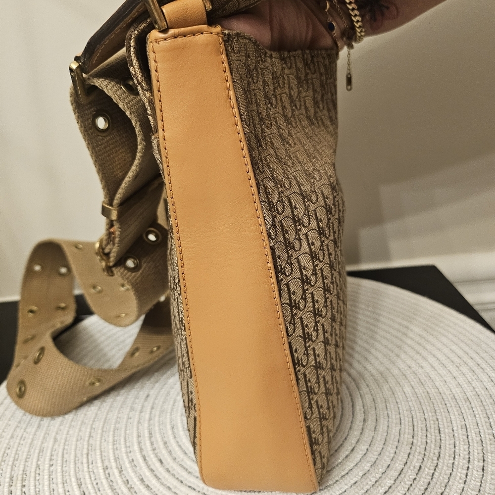 Vintage Christian Dior Trotter Messenger Bag Canvas & Leather Galliano Era - Picture 9 of 11